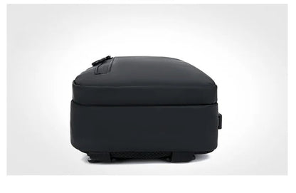 Men's Black Nylon Crossbody Bag with USB Charging Port And Headphone Hole